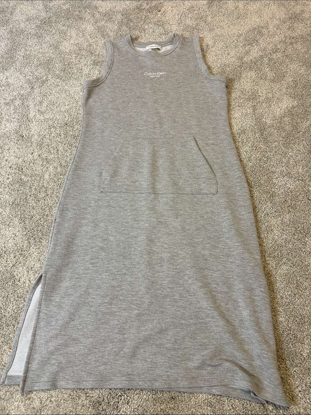 Calvin Klein Light Gray Sleeveless Knit Midi Dress